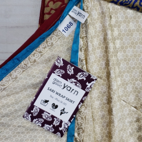 Darn Good Yarn Sari Silk Wrap Skirt Tea XL/Plus - Picture 7 of 16